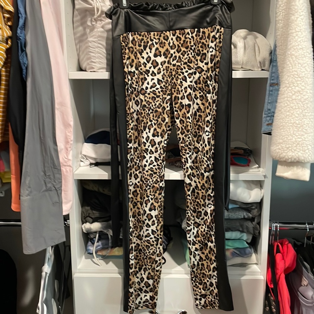 Faux Leather Animal Print Pants